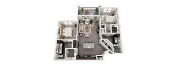 Two Bedroom Two Bathroom 3D Floor Plan